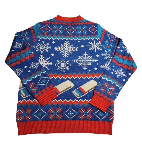 Tipsy Elves Sweater Natural Light Beer Christmas Party Blue Red Mens Size Medium